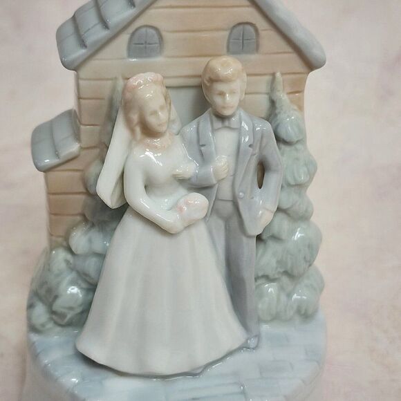 OTAGIRI 6" Music Box Wedding Bride Groom Porcelain Wind-Up Figurine "Always" - Picture 4 of 7